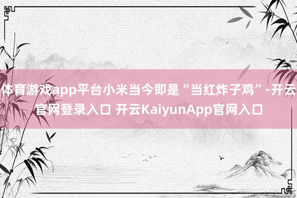 体育游戏app平台小米当今即是“当红炸子鸡”-开云官网登录入口 开云KaiyunApp官网入口