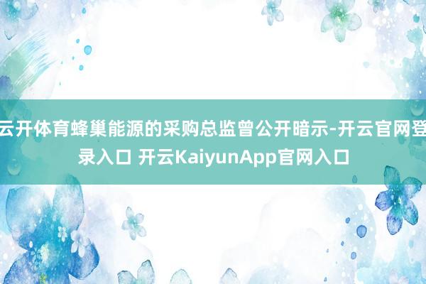 云开体育蜂巢能源的采购总监曾公开暗示-开云官网登录入口 开云KaiyunApp官网入口